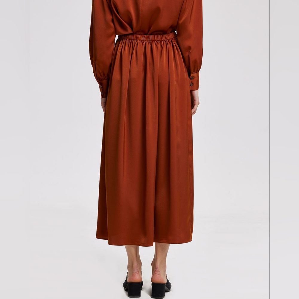 NWT Pleated Flare Skirt (Burnt Brick) - Lattelier - Picture 3 of 11